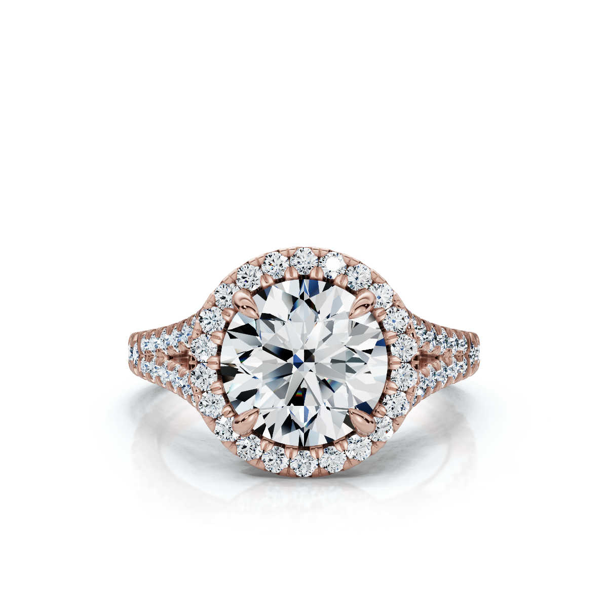18K Rose Gold Akari Split Shank Halo Lab Grown Diamond Ring (2/3 ct. tw)