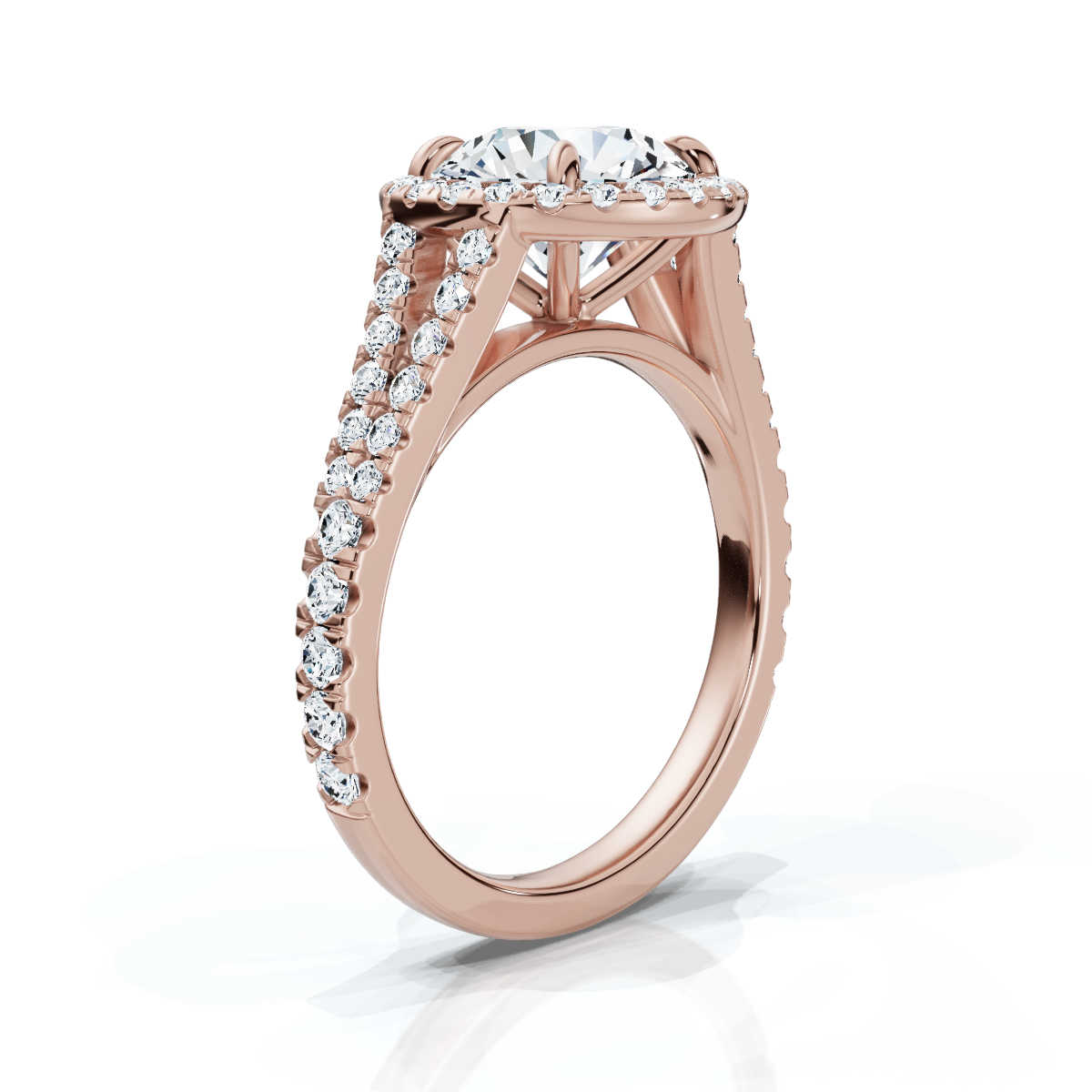 18K Rose Gold Akari Split Shank Halo Lab Grown Diamond Ring (2/3 ct. tw)