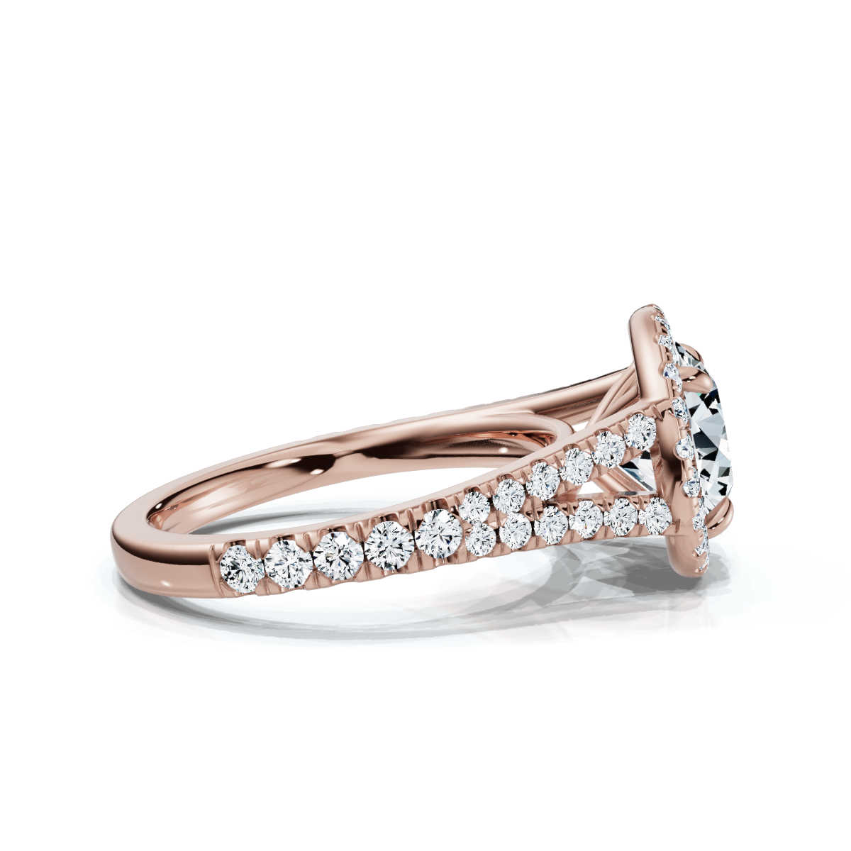 18K Rose Gold Akari Split Shank Halo Lab Grown Diamond Ring (2/3 ct. tw)