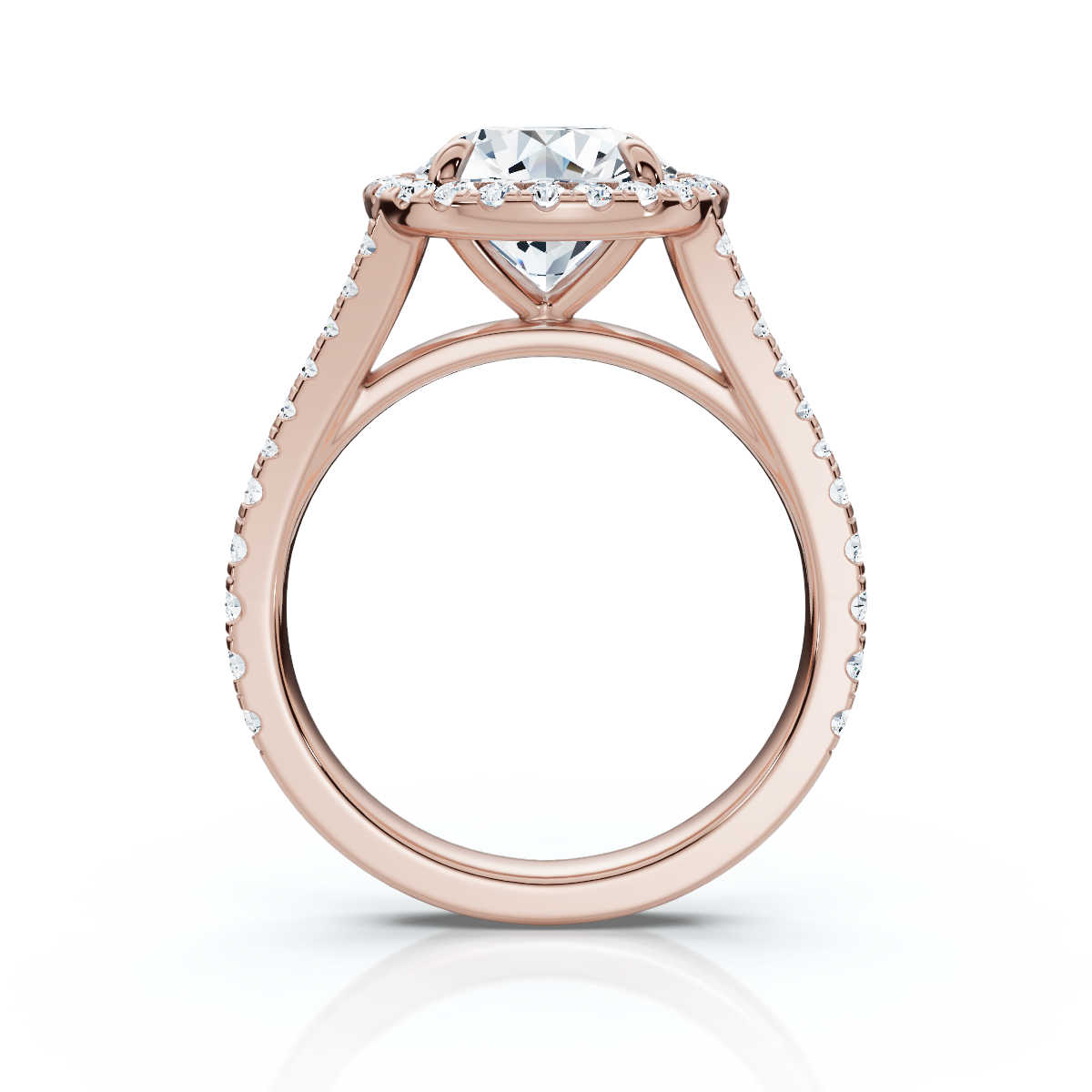 18K Rose Gold Akari Split Shank Halo Lab Grown Diamond Ring (2/3 ct. tw)