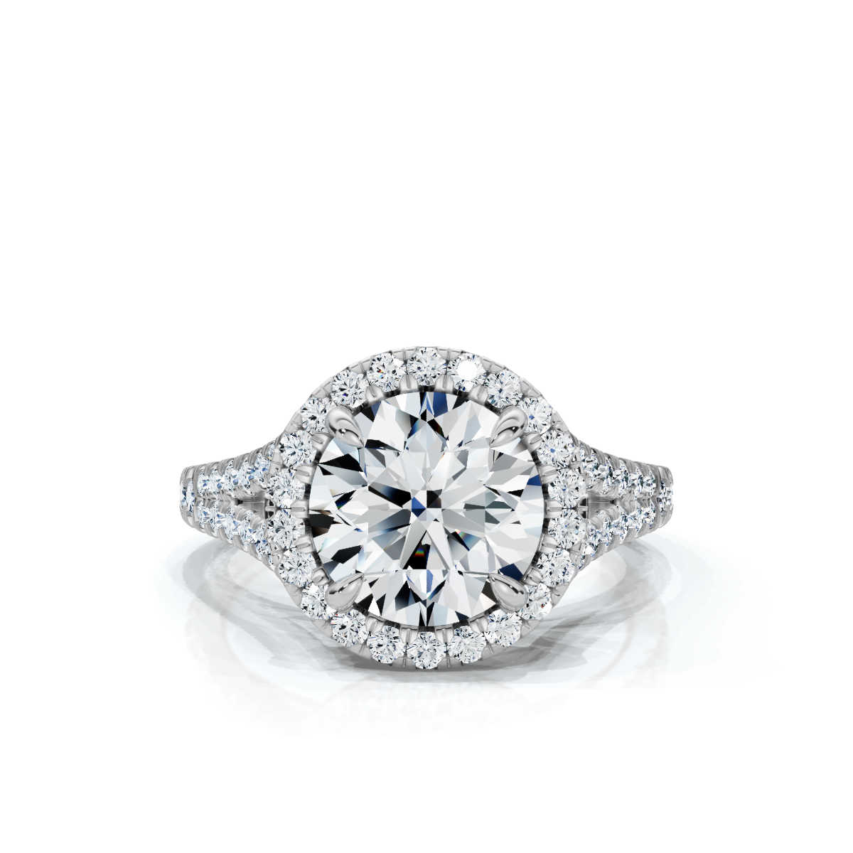 14K White Gold Akari Split Shank Halo Lab Grown Diamond Ring (2/3 ct. tw)