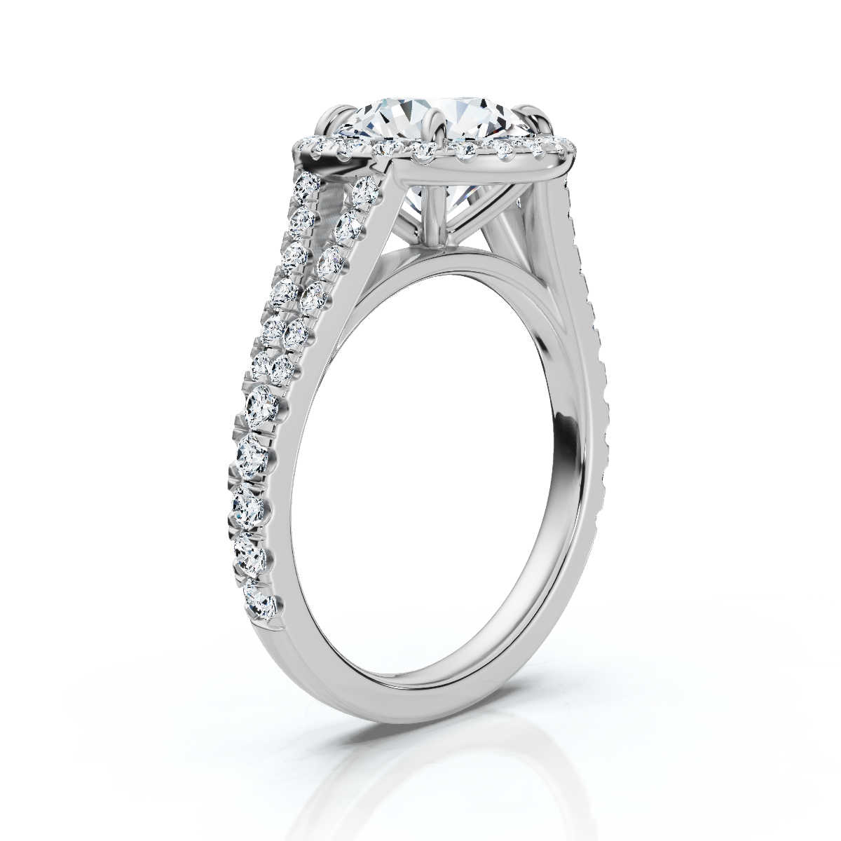 14K White Gold Akari Split Shank Halo Lab Grown Diamond Ring (2/3 ct. tw)