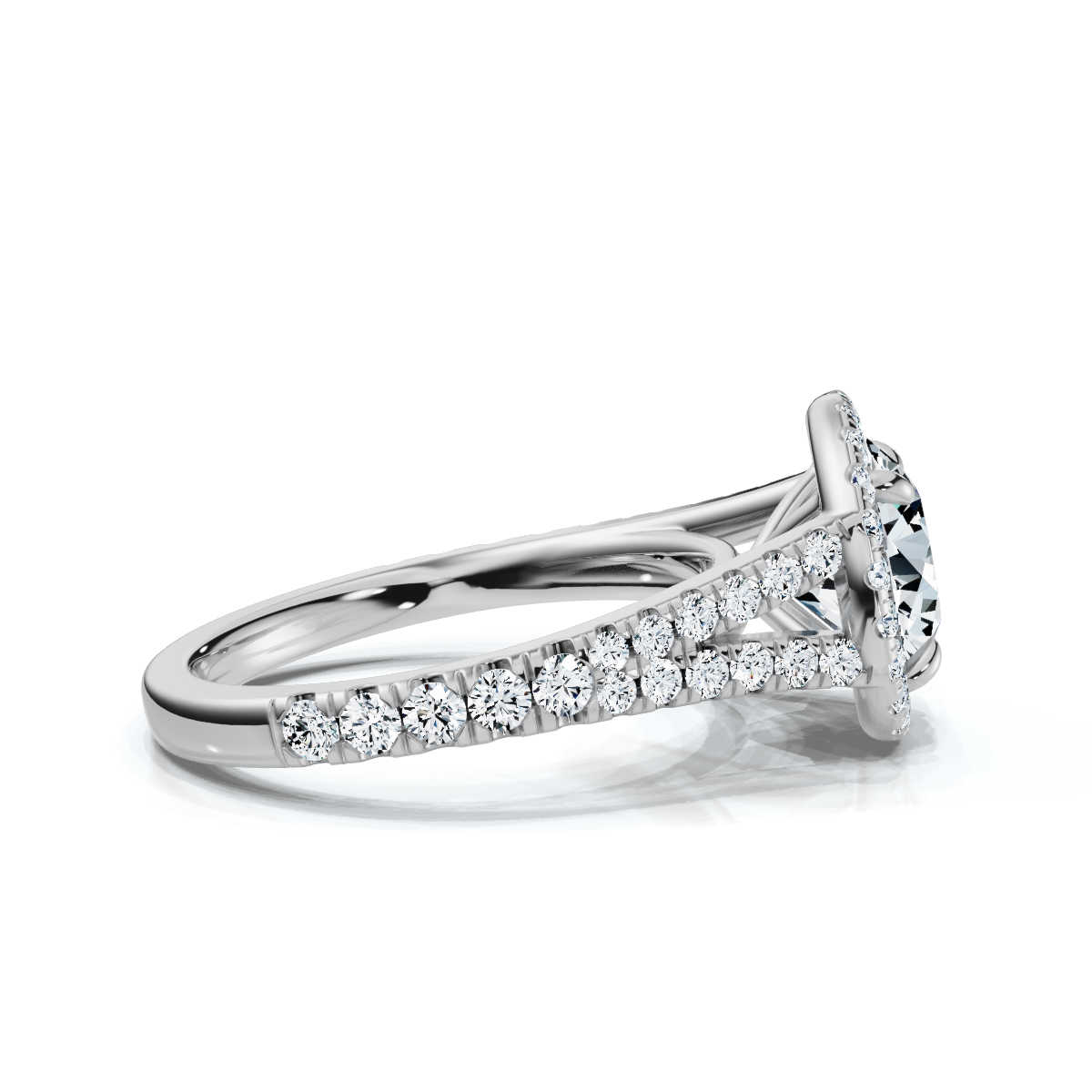 14K White Gold Akari Split Shank Halo Lab Grown Diamond Ring (2/3 ct. tw)