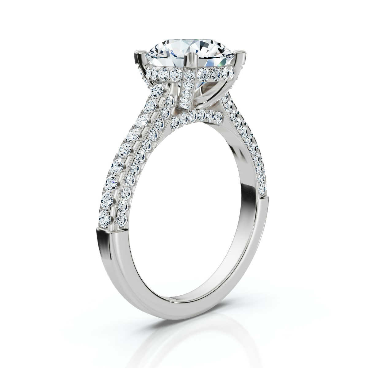 14K White Gold Emersyn Pave Setting Hidden Accents Lab Grown Diamond Ring (3/4 ct. tw)