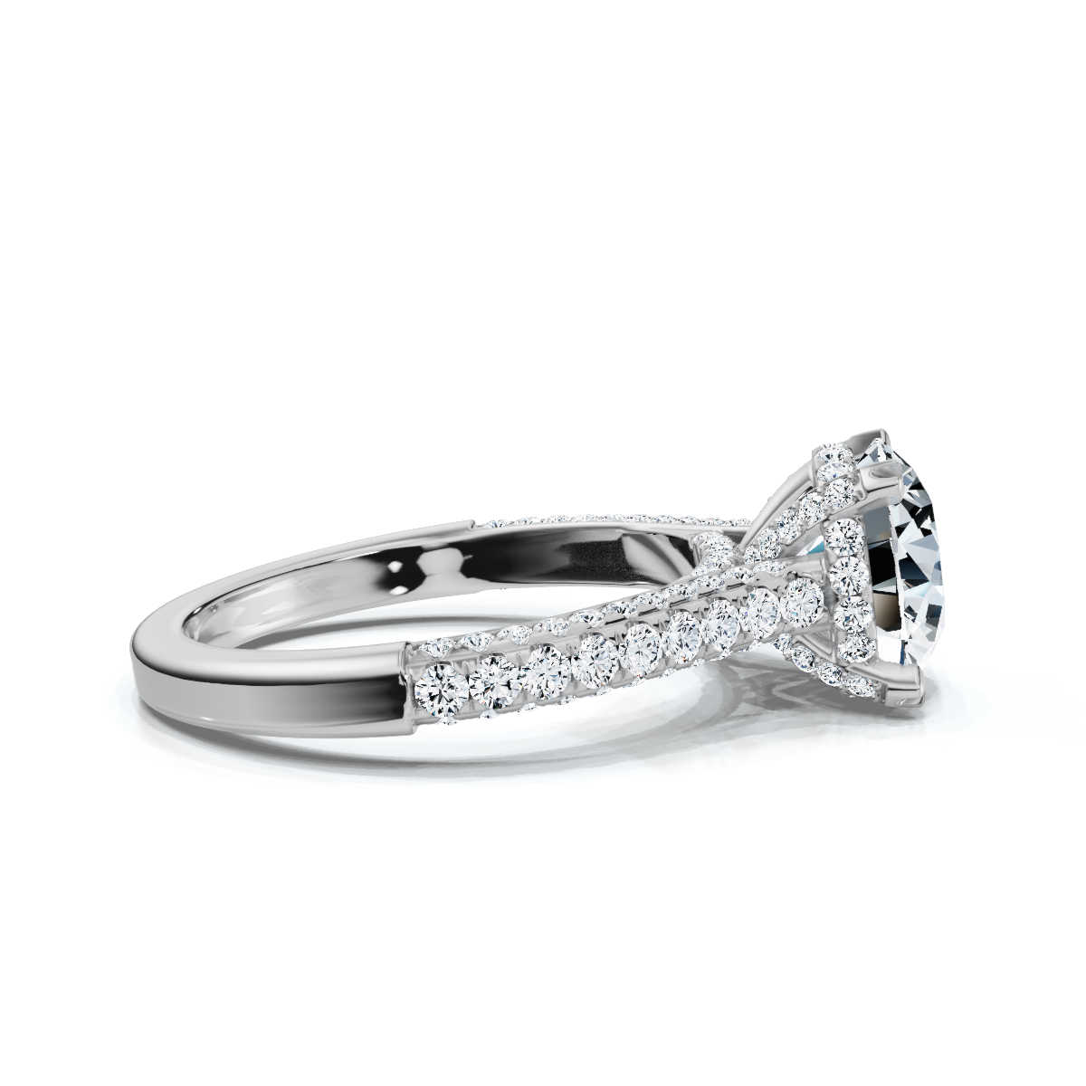 14K White Gold Emersyn Pave Setting Hidden Accents Lab Grown Diamond Ring (3/4 ct. tw)