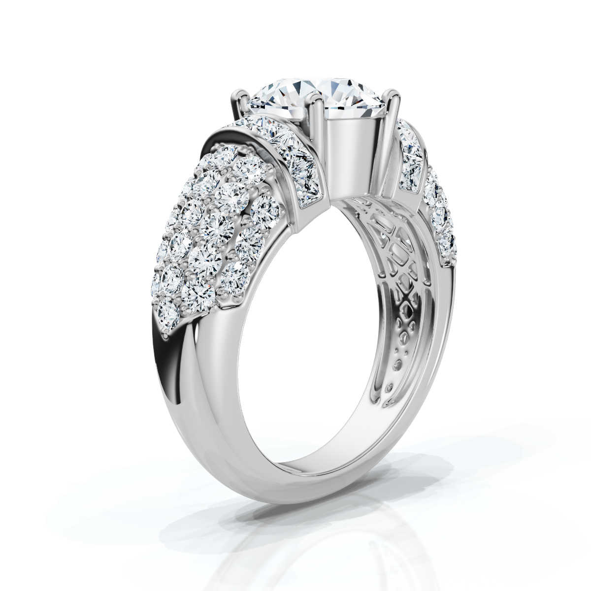14K White Gold Albertine Accents Lab Grown Diamond Ring (1 2/3 ct. tw)