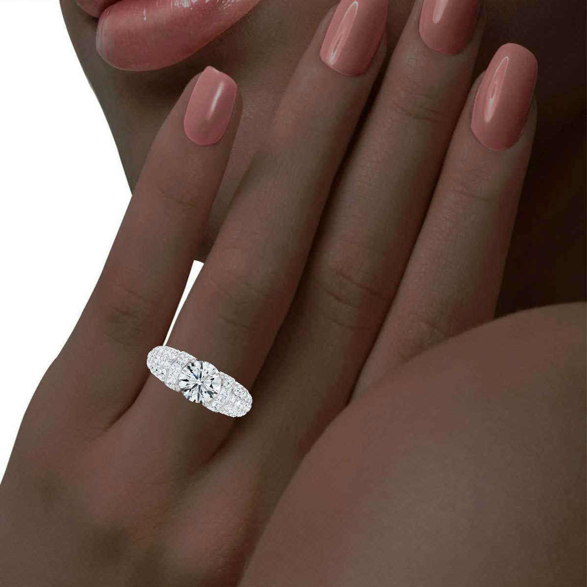 14K White Gold Albertine Accents Lab Grown Diamond Ring (1 2/3 ct. tw)