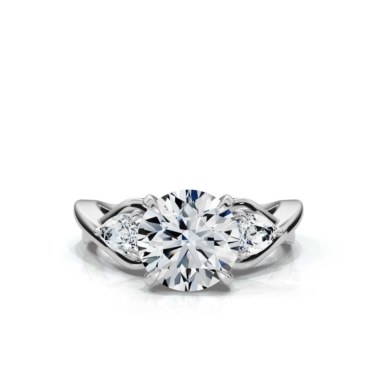 14K White Gold Devonte Three Stone Pear Lab Grown Diamond Ring (1/2 ct. tw)