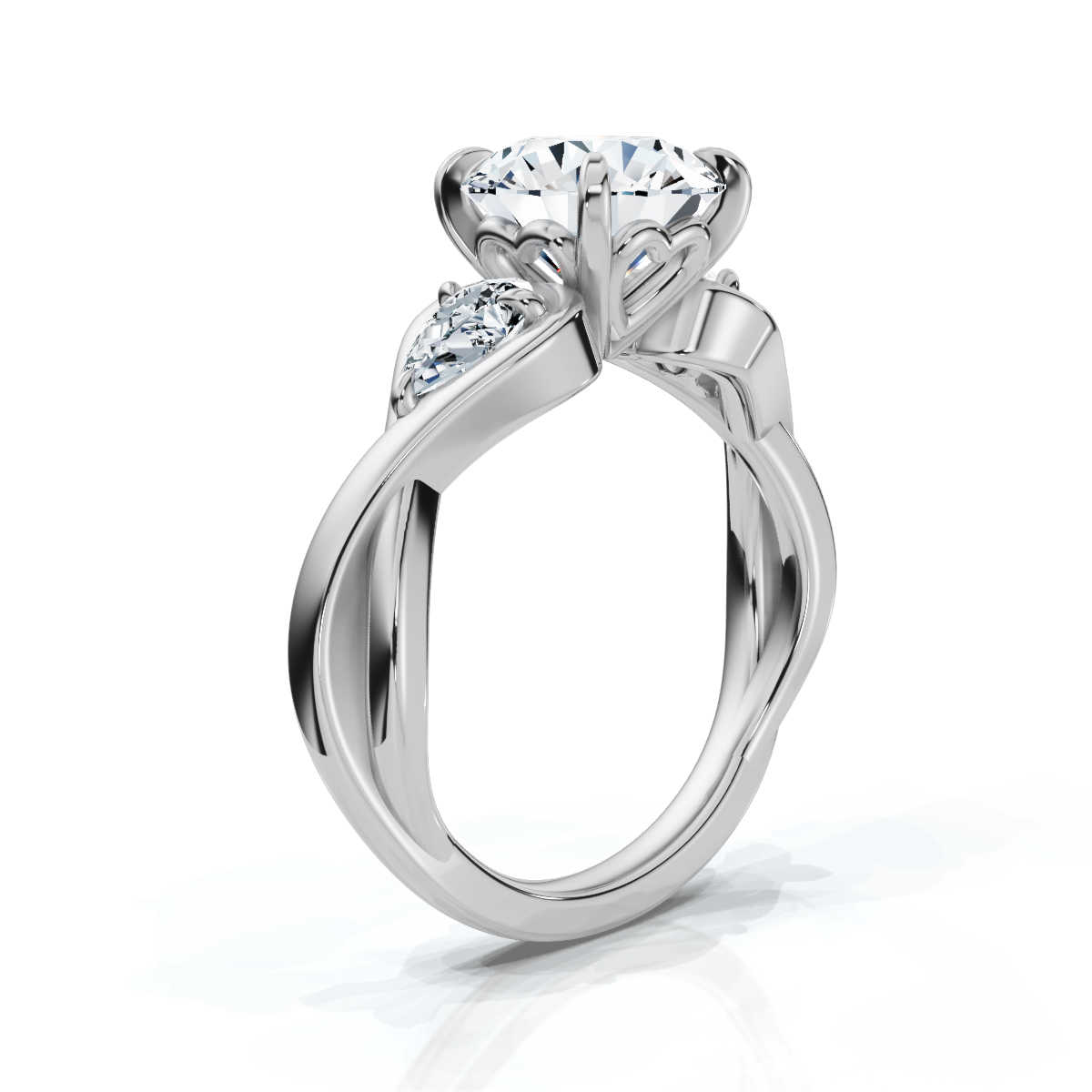 14K White Gold Devonte Three Stone Pear Lab Grown Diamond Ring (1/2 ct. tw)