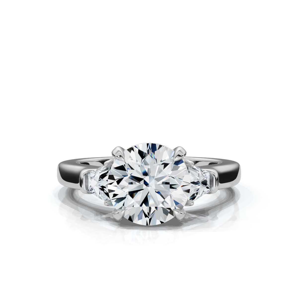14K White Gold Willamina Three Stone Trapezoid Lab Grown Diamond Ring (1/2 ct. tw)