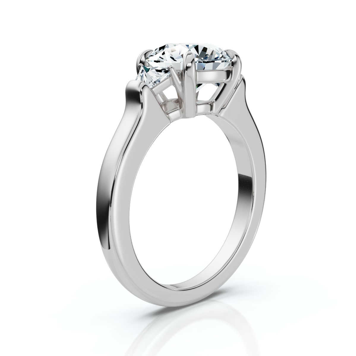 14K White Gold Willamina Three Stone Trapezoid Lab Grown Diamond Ring (1/2 ct. tw)