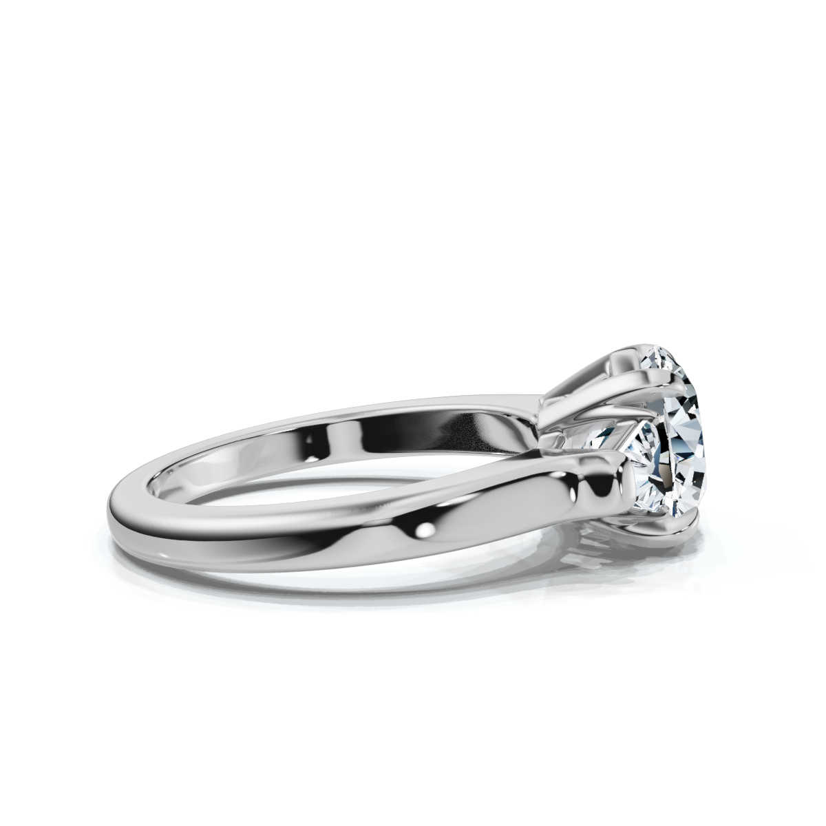 14K White Gold Willamina Three Stone Trapezoid Lab Grown Diamond Ring (1/2 ct. tw)