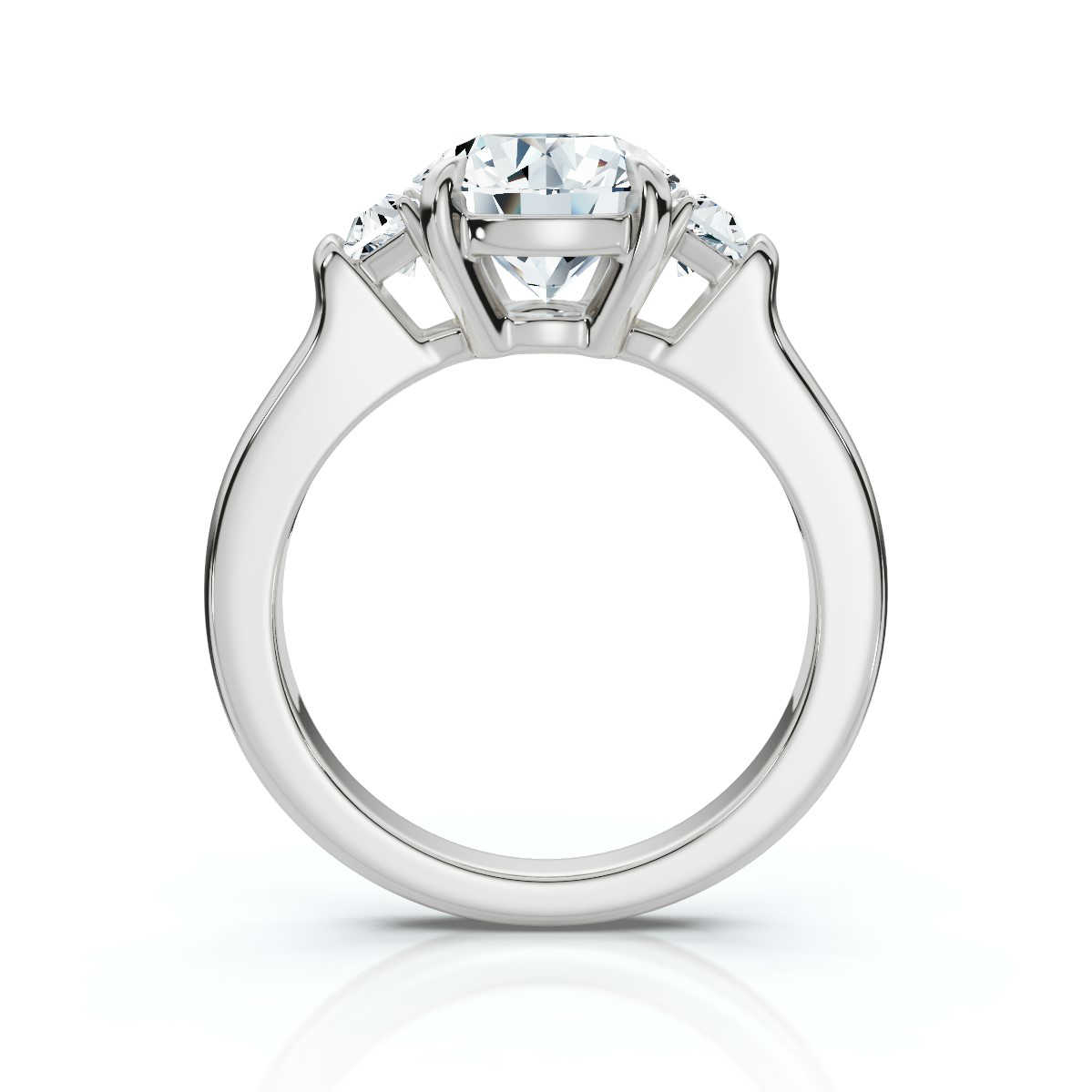 14K White Gold Willamina Three Stone Trapezoid Lab Grown Diamond Ring (1/2 ct. tw)