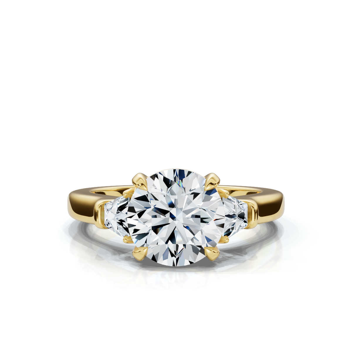 18K Yellow Gold Willamina Three Stone Trapezoid Lab Grown Diamond Ring (1/2 ct. tw)