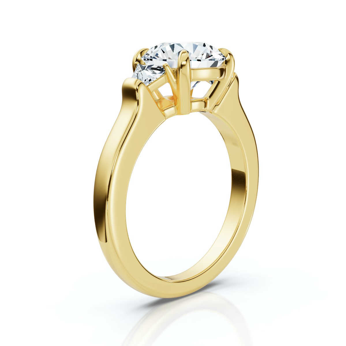18K Yellow Gold Willamina Three Stone Trapezoid Lab Grown Diamond Ring (1/2 ct. tw)