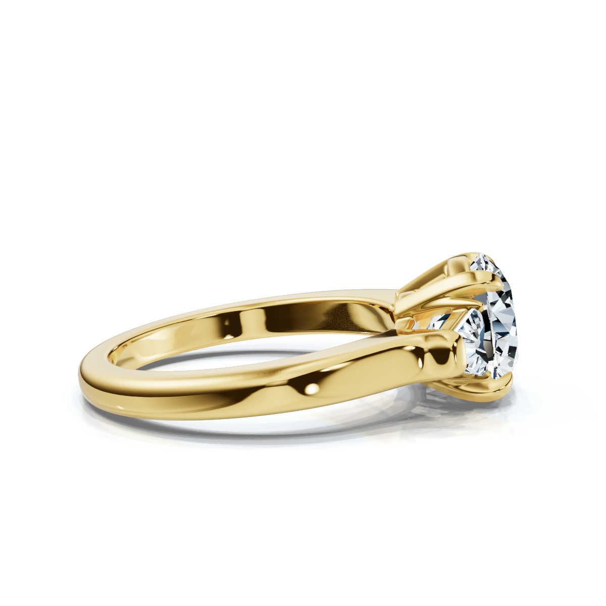 18K Yellow Gold Willamina Three Stone Trapezoid Lab Grown Diamond Ring (1/2 ct. tw)