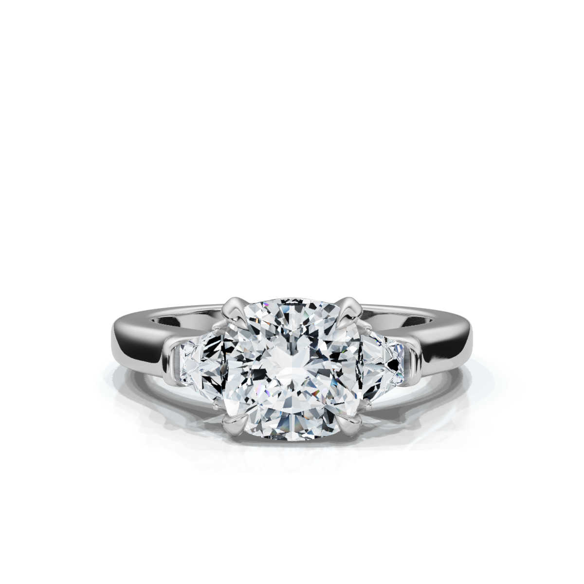 14K White Gold Willamina Three Stone Trapezoid Lab Grown Diamond Ring (1/2 ct. tw)