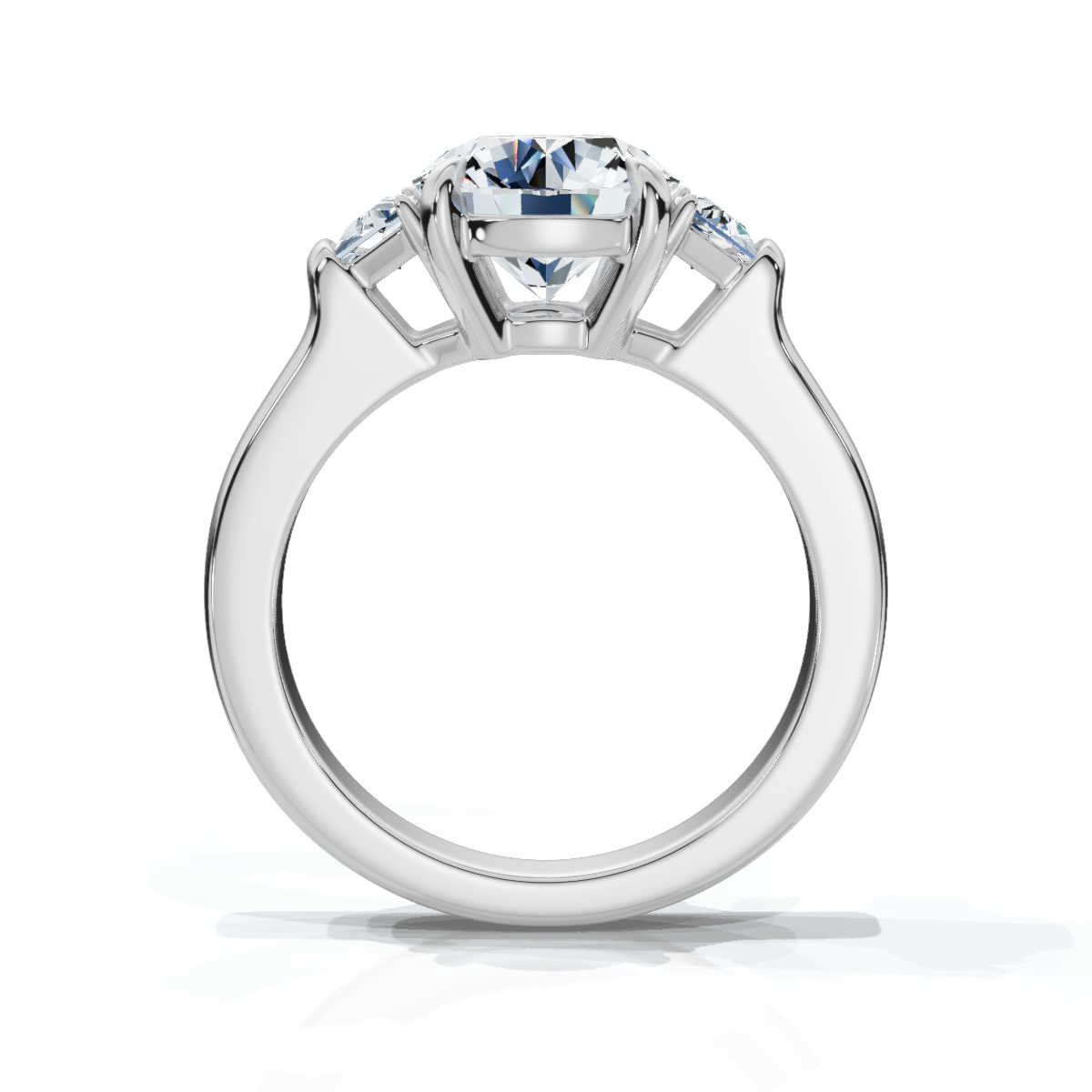 14K White Gold Willamina Three Stone Trapezoid Lab Grown Diamond Ring (3/4 ct. tw)