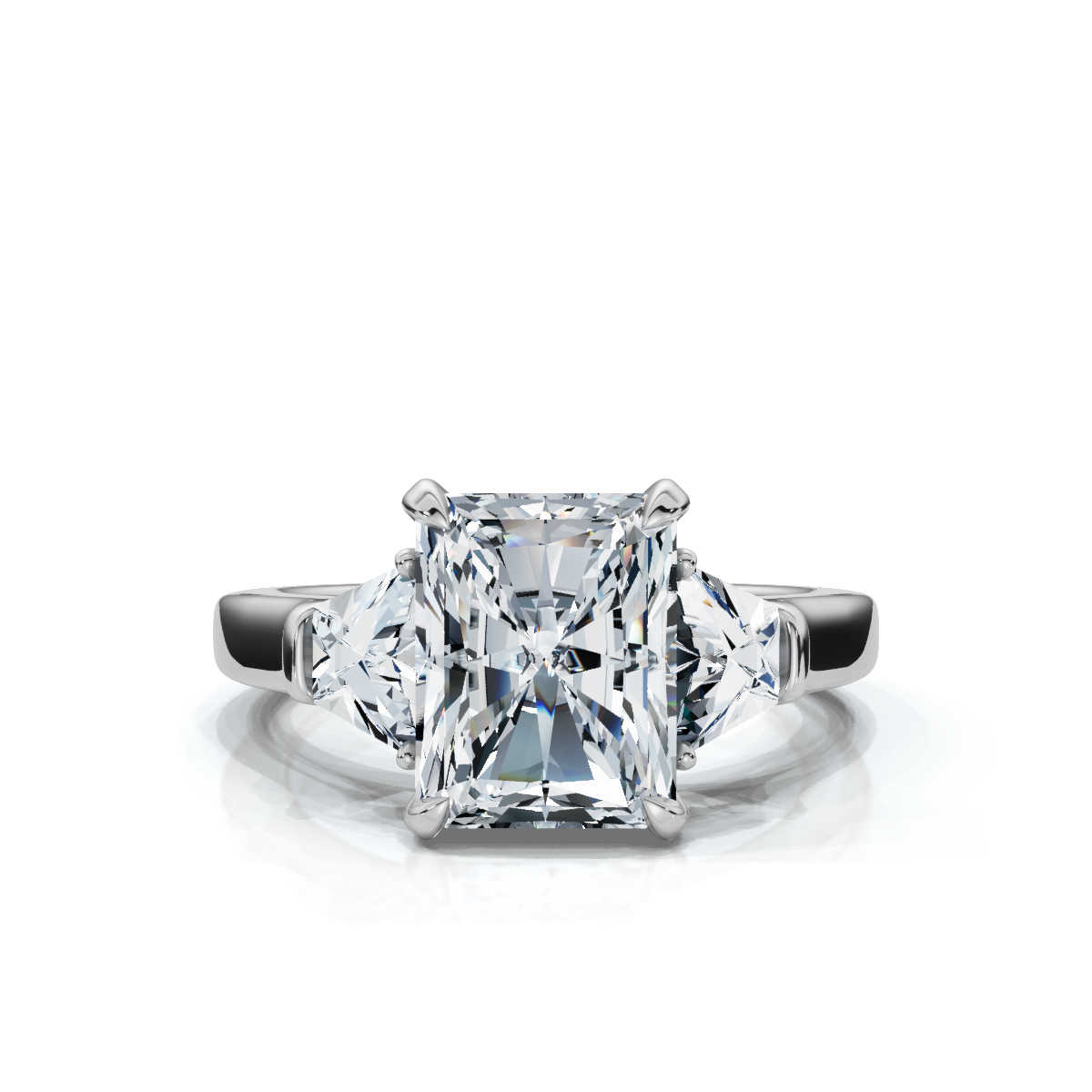 14K White Gold Willamina Three Stone Trapezoid Lab Grown Diamond Ring (1.00 ct. tw)