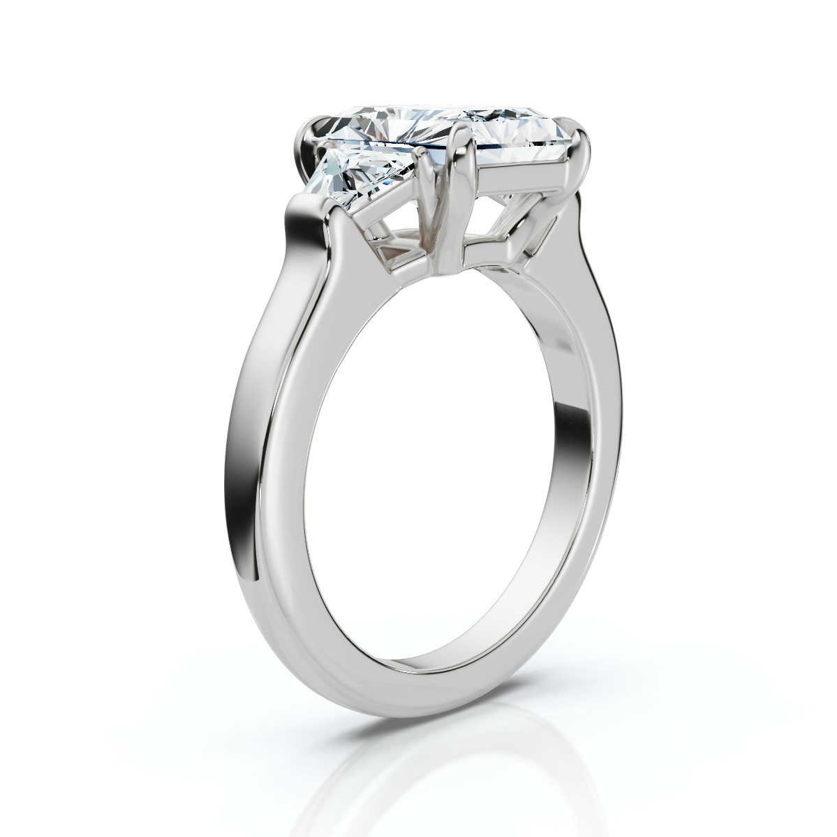 14K White Gold Willamina Three Stone Trapezoid Lab Grown Diamond Ring (1.00 ct. tw)
