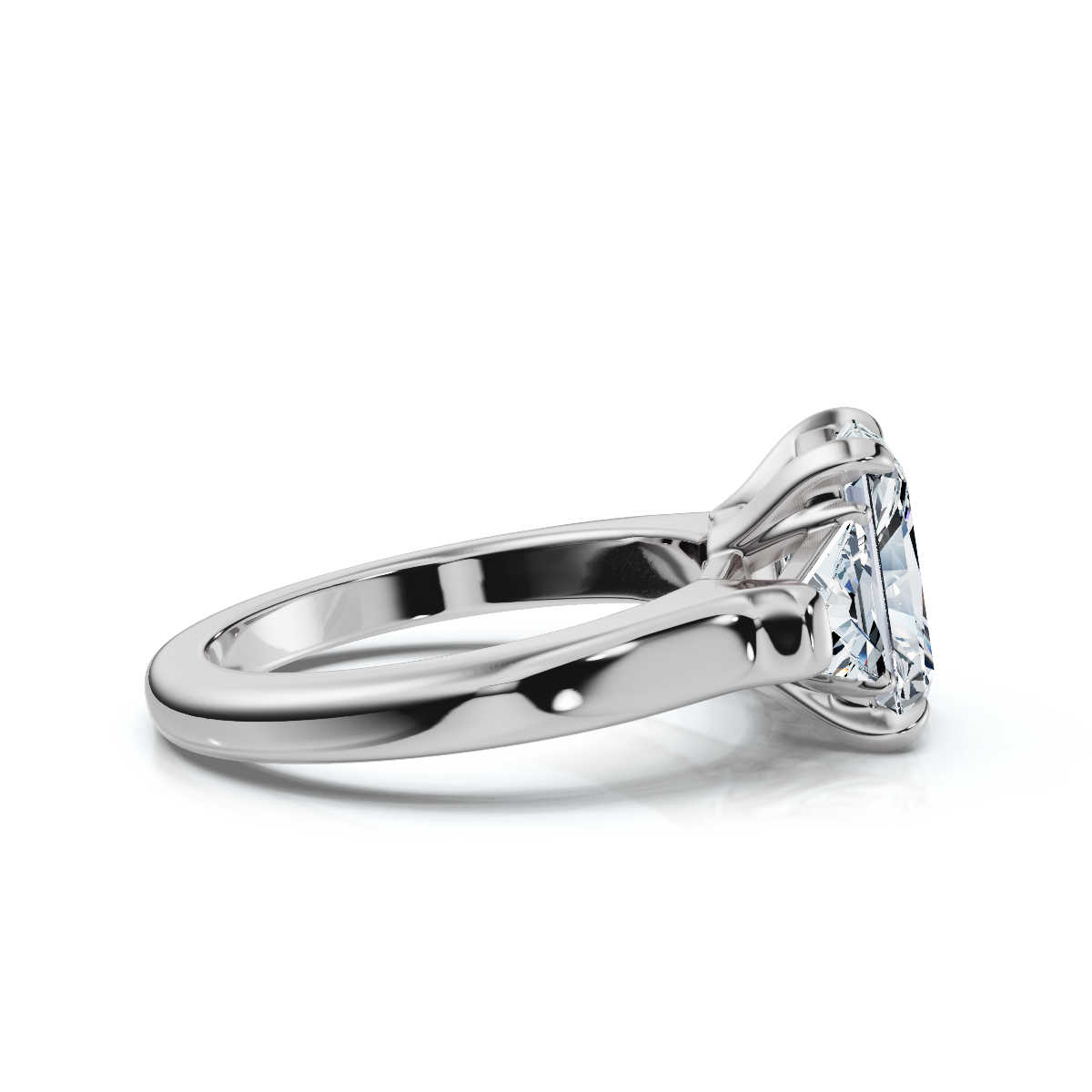 14K White Gold Willamina Three Stone Trapezoid Lab Grown Diamond Ring (1.00 ct. tw)