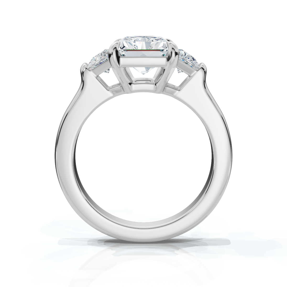 14K White Gold Willamina Three Stone Trapezoid Lab Grown Diamond Ring (1.00 ct. tw)