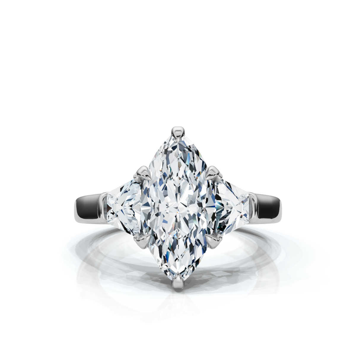 14K White Gold Willamina Three Stone Trapezoid Lab Grown Diamond Ring (1.00 ct. tw)