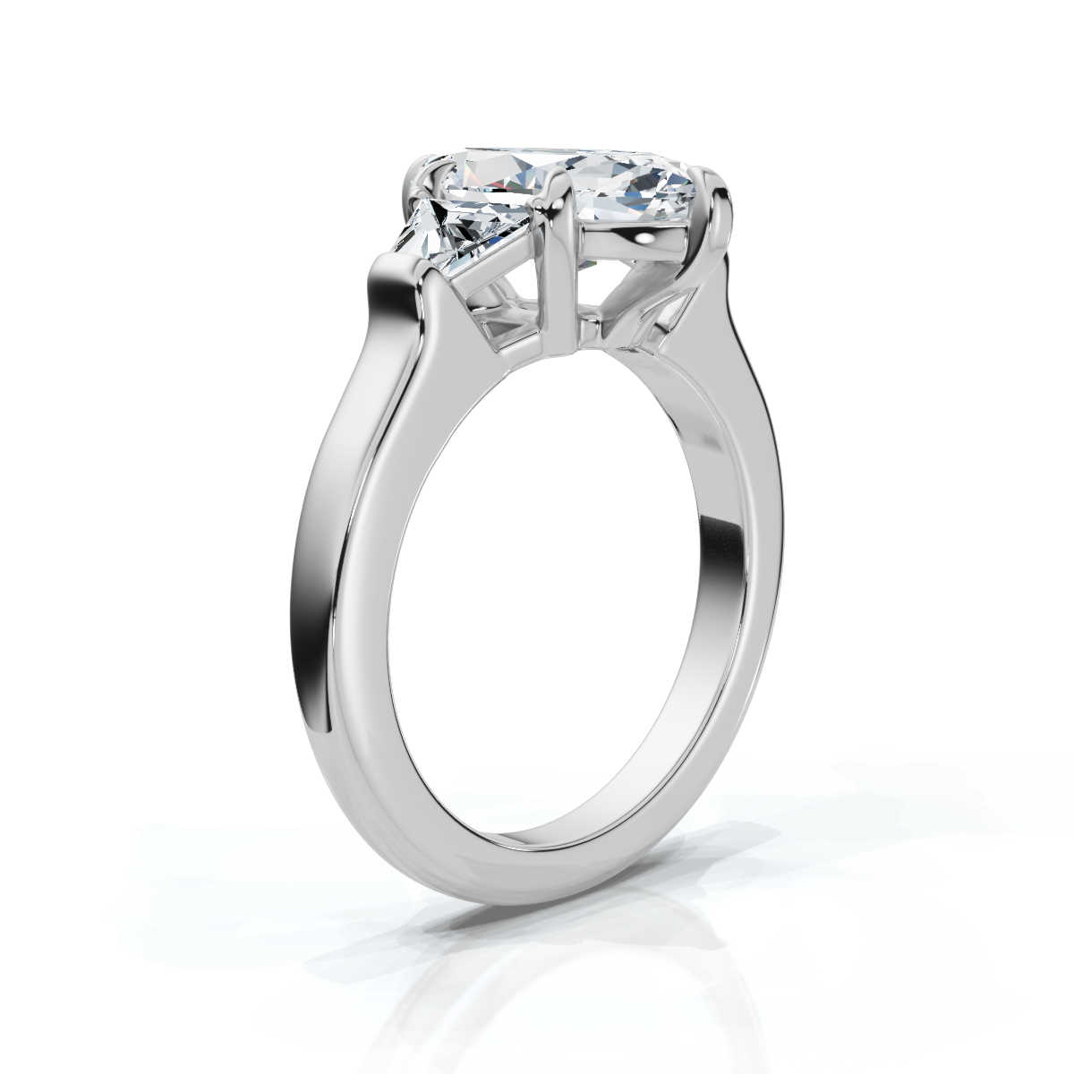 14K White Gold Willamina Three Stone Trapezoid Lab Grown Diamond Ring (1.00 ct. tw)