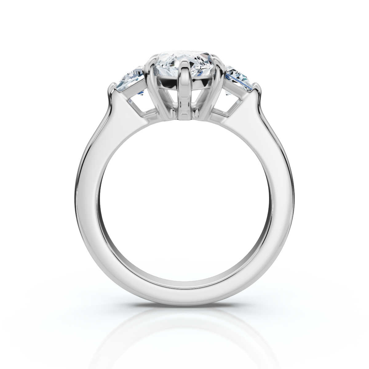 14K White Gold Willamina Three Stone Trapezoid Lab Grown Diamond Ring (1.00 ct. tw)