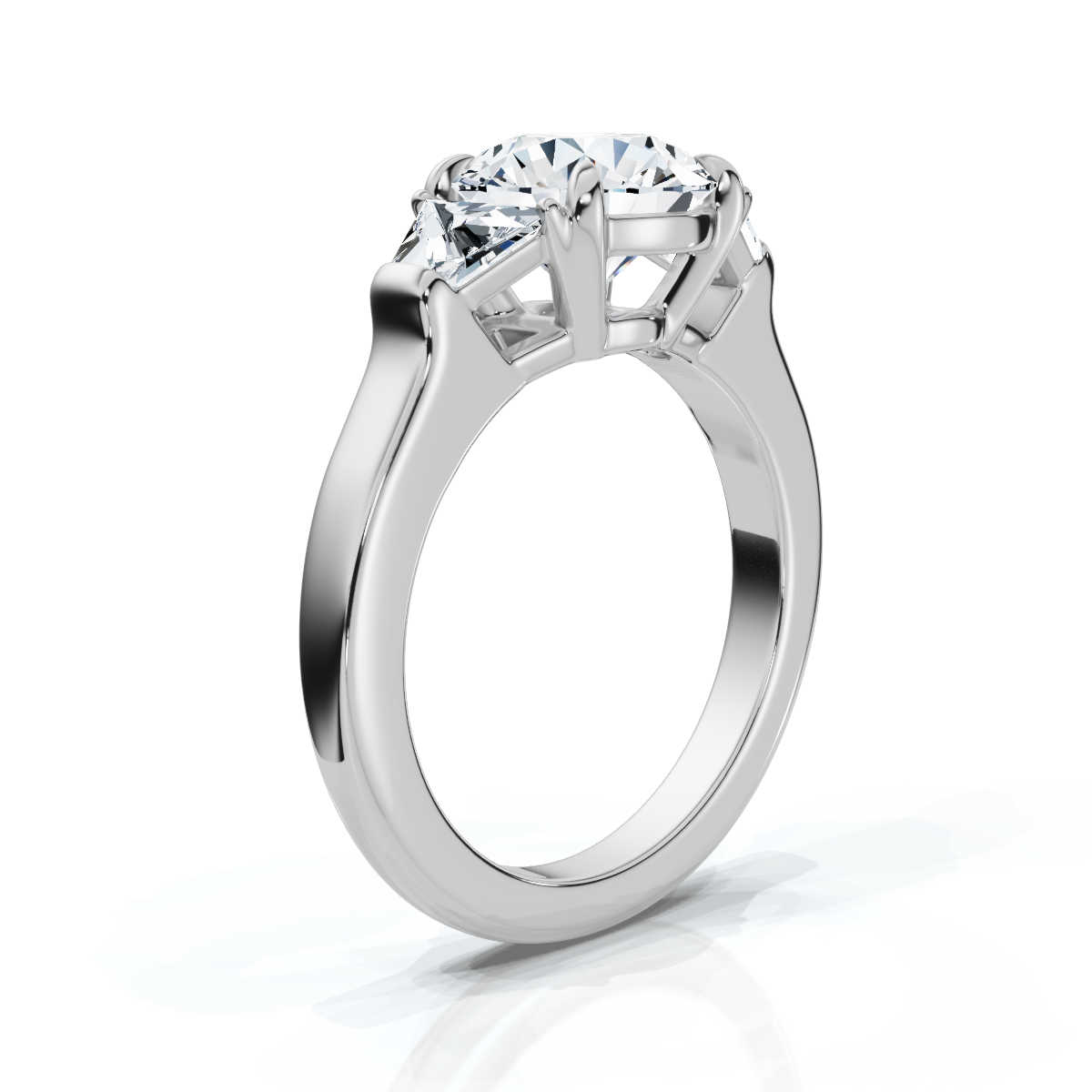 14K White Gold Willamina Three Stone Trapezoid Lab Grown Diamond Ring (1.00 ct. tw)