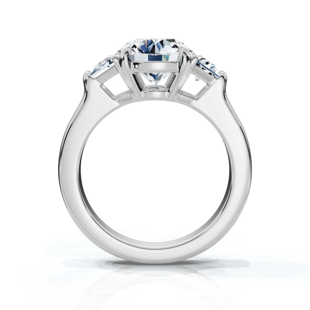 14K White Gold Willamina Three Stone Trapezoid Lab Grown Diamond Ring (1.00 ct. tw)