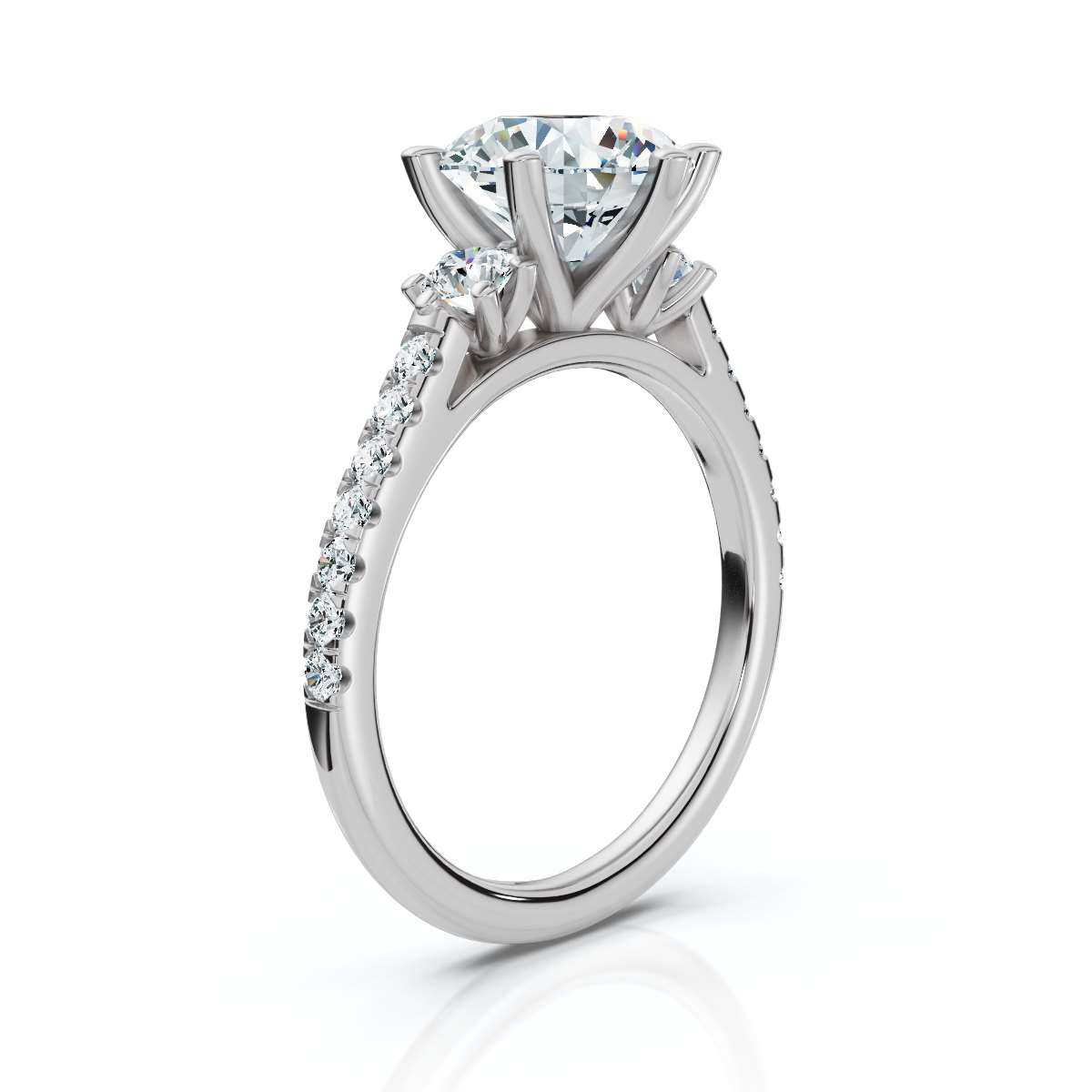 14K White Gold Tassia Three Stone Round Lab Grown Diamond Ring (2/5 ct. tw)
