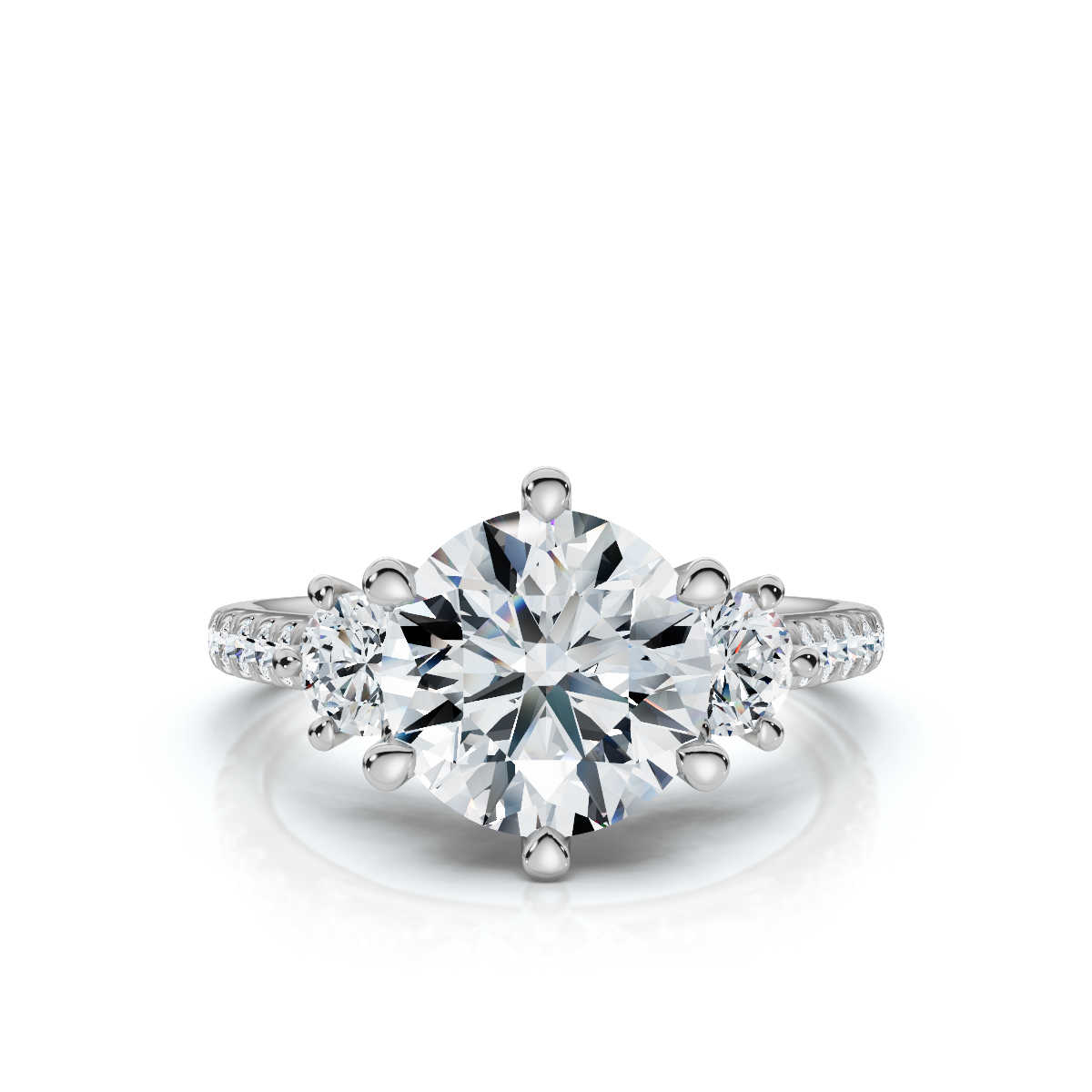 14K White Gold Tassia Three Stone Round Lab Grown Diamond Ring (2/3 ct. tw)