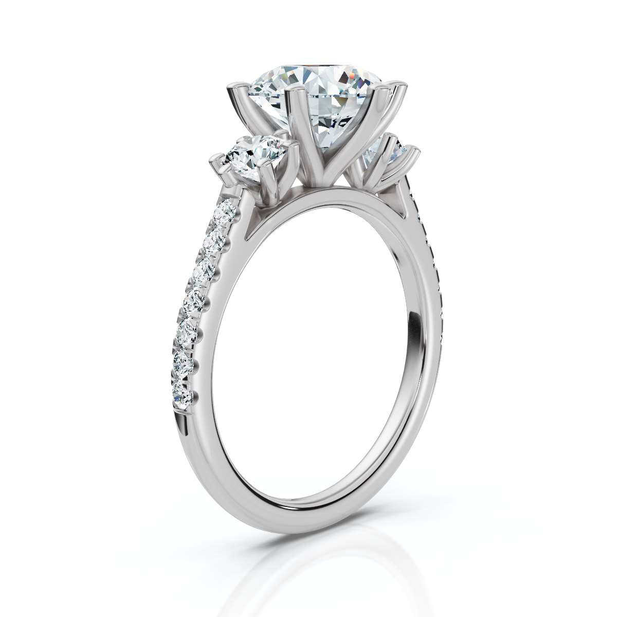 14K White Gold Tassia Three Stone Round Lab Grown Diamond Ring (2/3 ct. tw)