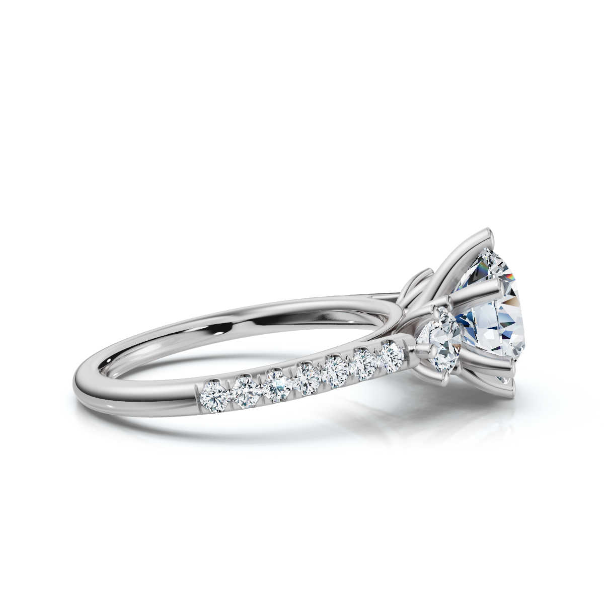 14K White Gold Tassia Three Stone Round Lab Grown Diamond Ring (2/3 ct. tw)