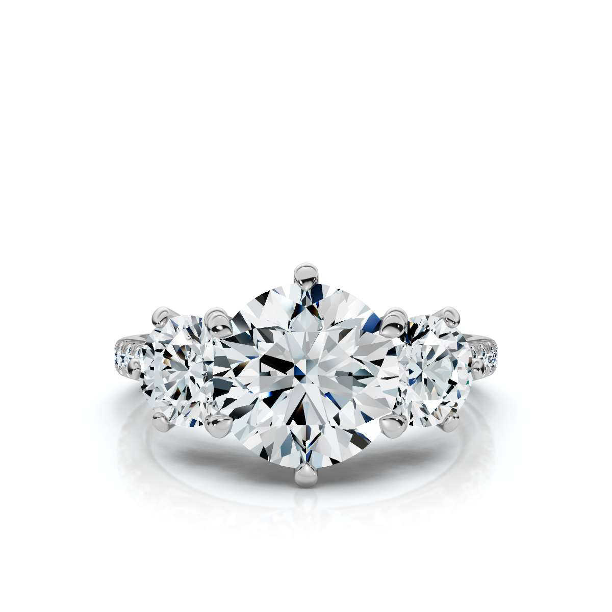 14K White Gold Tassia Three Stone Round Lab Grown Diamond Ring (1 1/6 ct. tw)