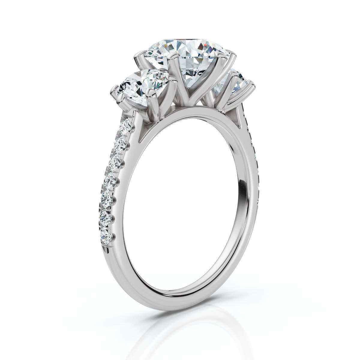 14K White Gold Tassia Three Stone Round Lab Grown Diamond Ring (1 1/6 ct. tw)