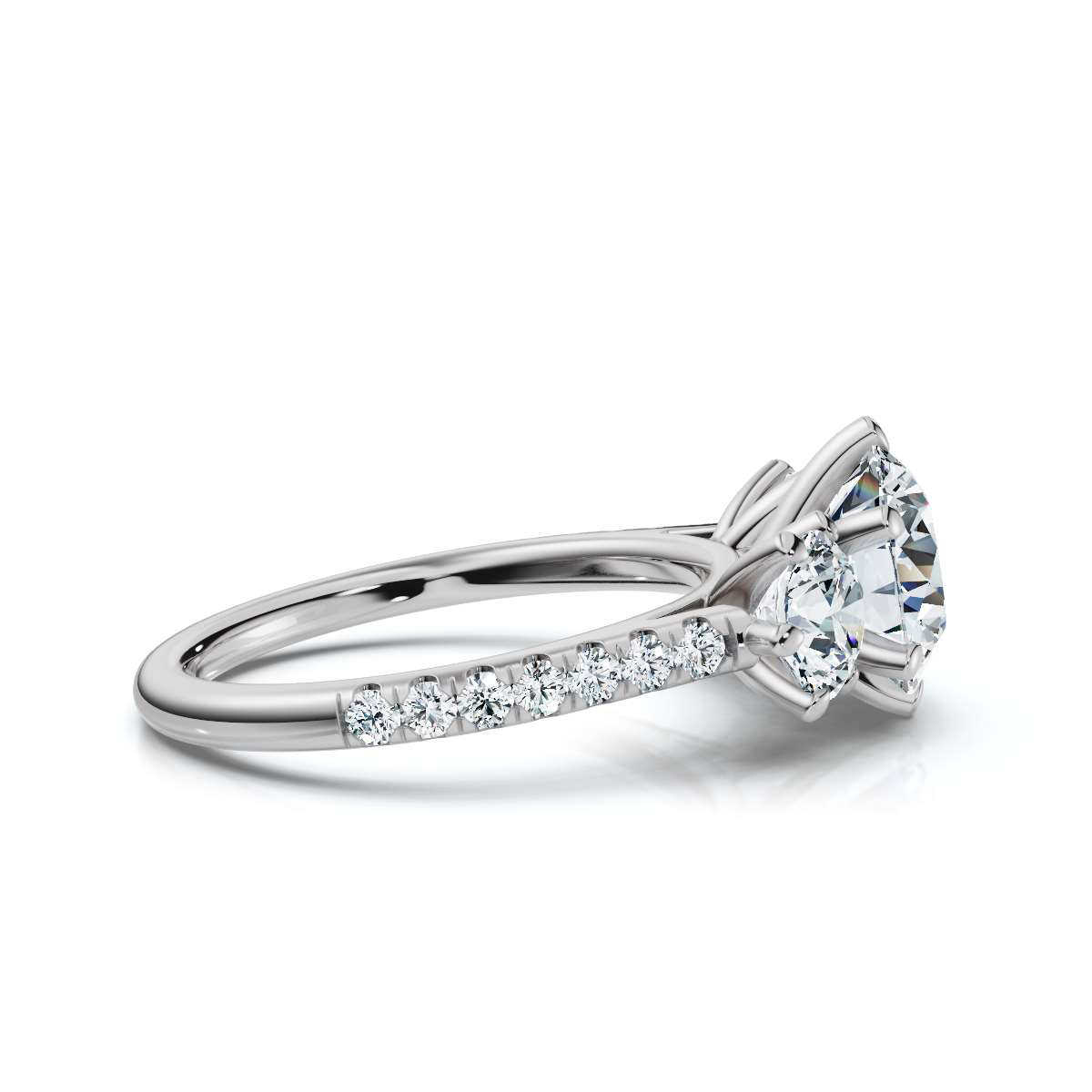 14K White Gold Tassia Three Stone Round Lab Grown Diamond Ring (1 1/6 ct. tw)