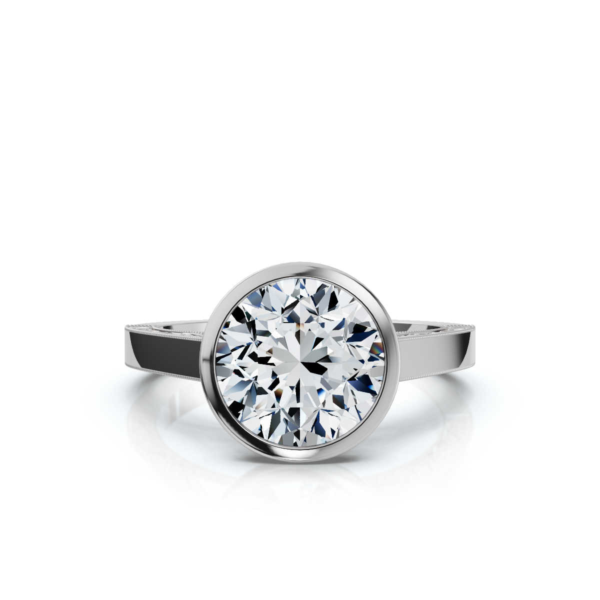 14K White Gold Rosaline Milgrain Detailed Nature Inspired Engagement Ring 