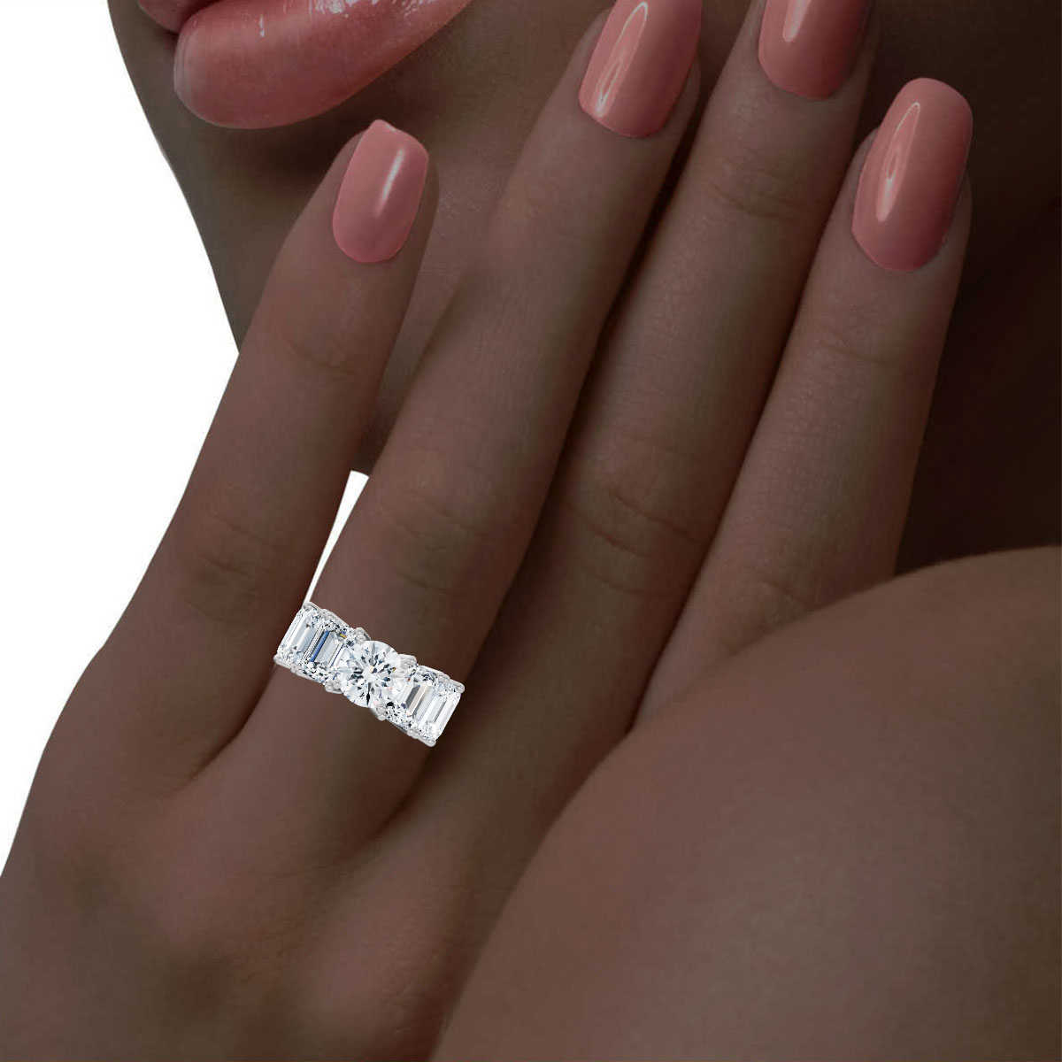 14K White Gold Zahara Accents Lab Grown Diamond Ring (16.00 ct. tw)