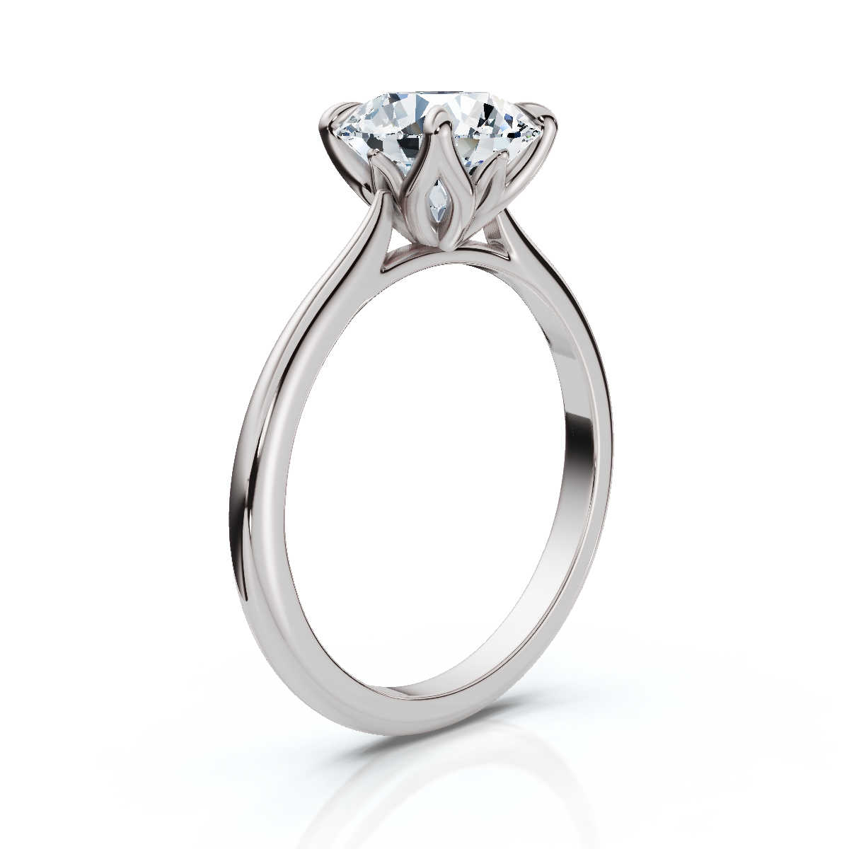14K White Gold Portia Tulip Solitaire Engagement Ring 