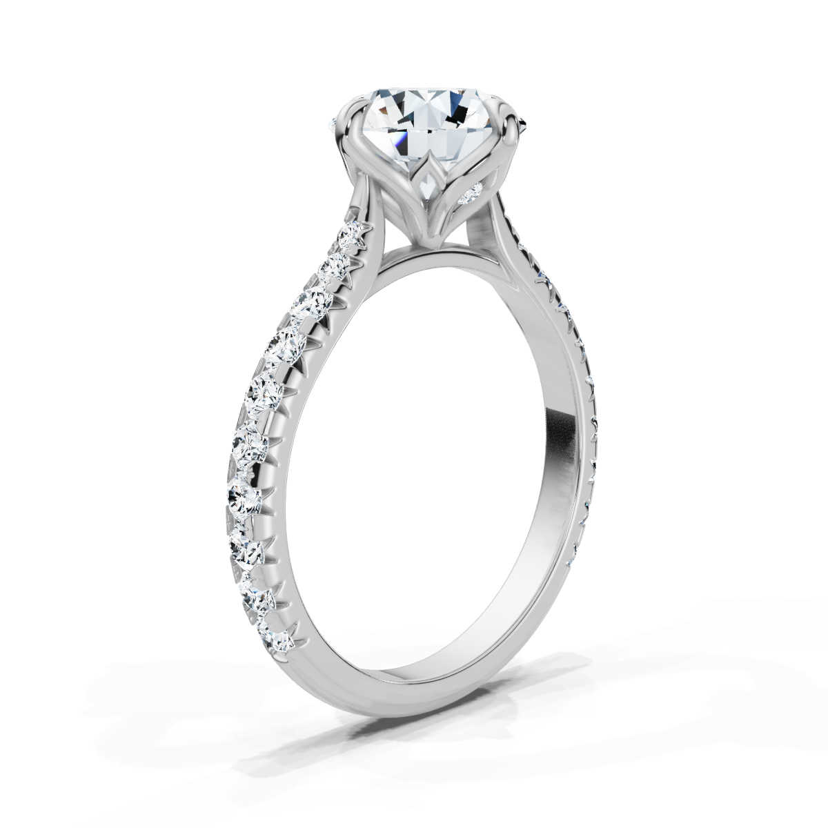 14K White Gold Zenith Tulip Lab Grown Diamond Engagement Ring (1/2 ct. tw)
