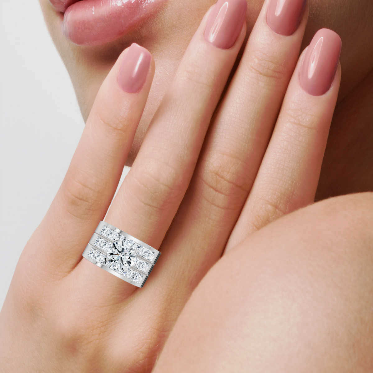 14K White Gold Mariah Accents Lab Grown Diamond Ring (2 1/6 ct. tw)