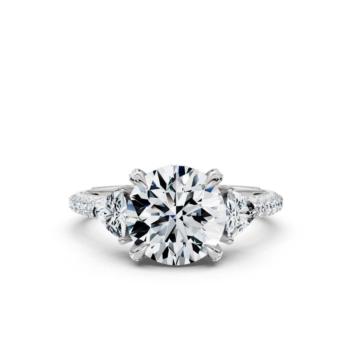 14K White Gold Avery Three Stone Trillion Lab Grown Diamond Ring (4/5 ct. tw)