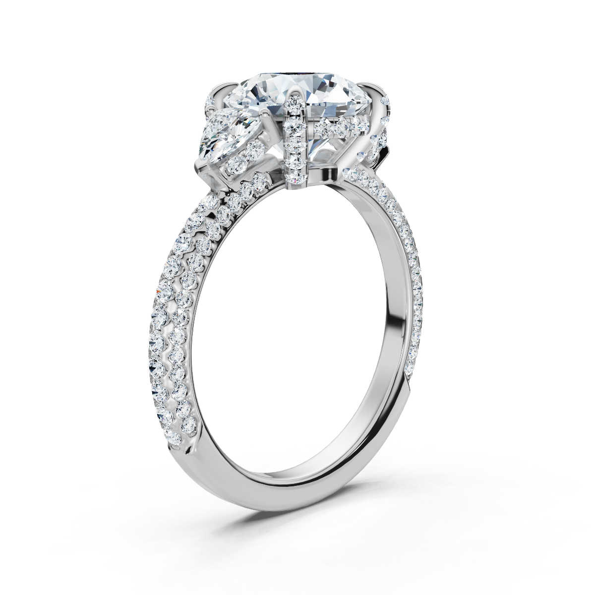 14K White Gold Avery Three Stone Trillion Lab Grown Diamond Ring (4/5 ct. tw)