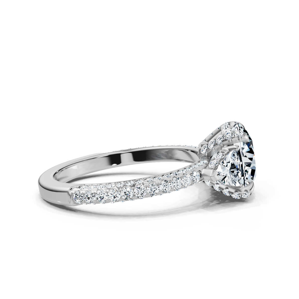 14K White Gold Avery Three Stone Trillion Lab Grown Diamond Ring (4/5 ct. tw)