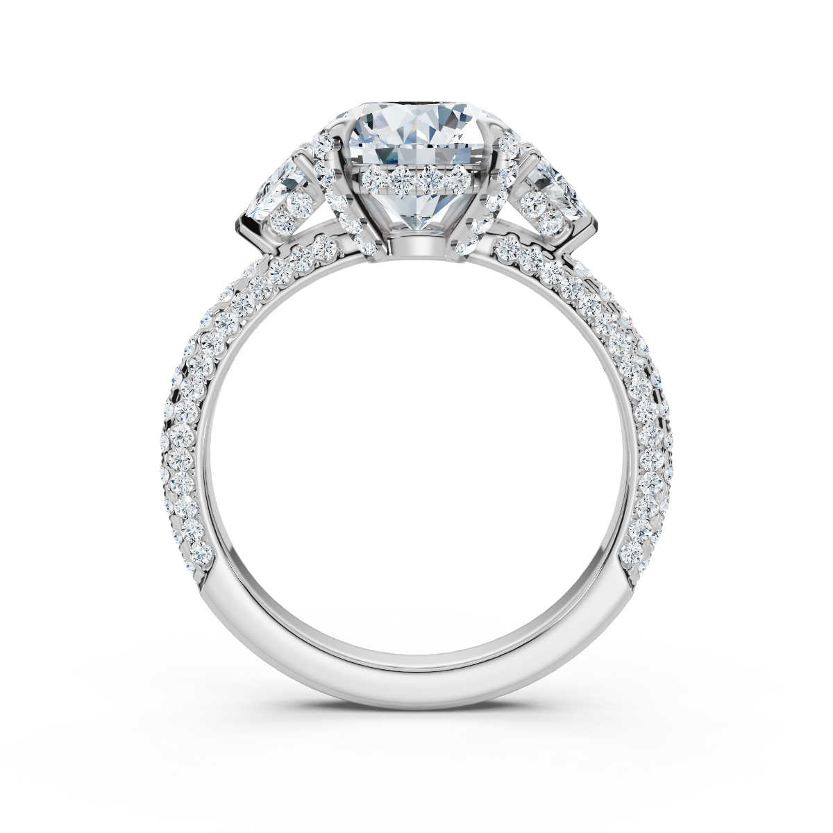 14K White Gold Avery Three Stone Trillion Lab Grown Diamond Ring (4/5 ct. tw)