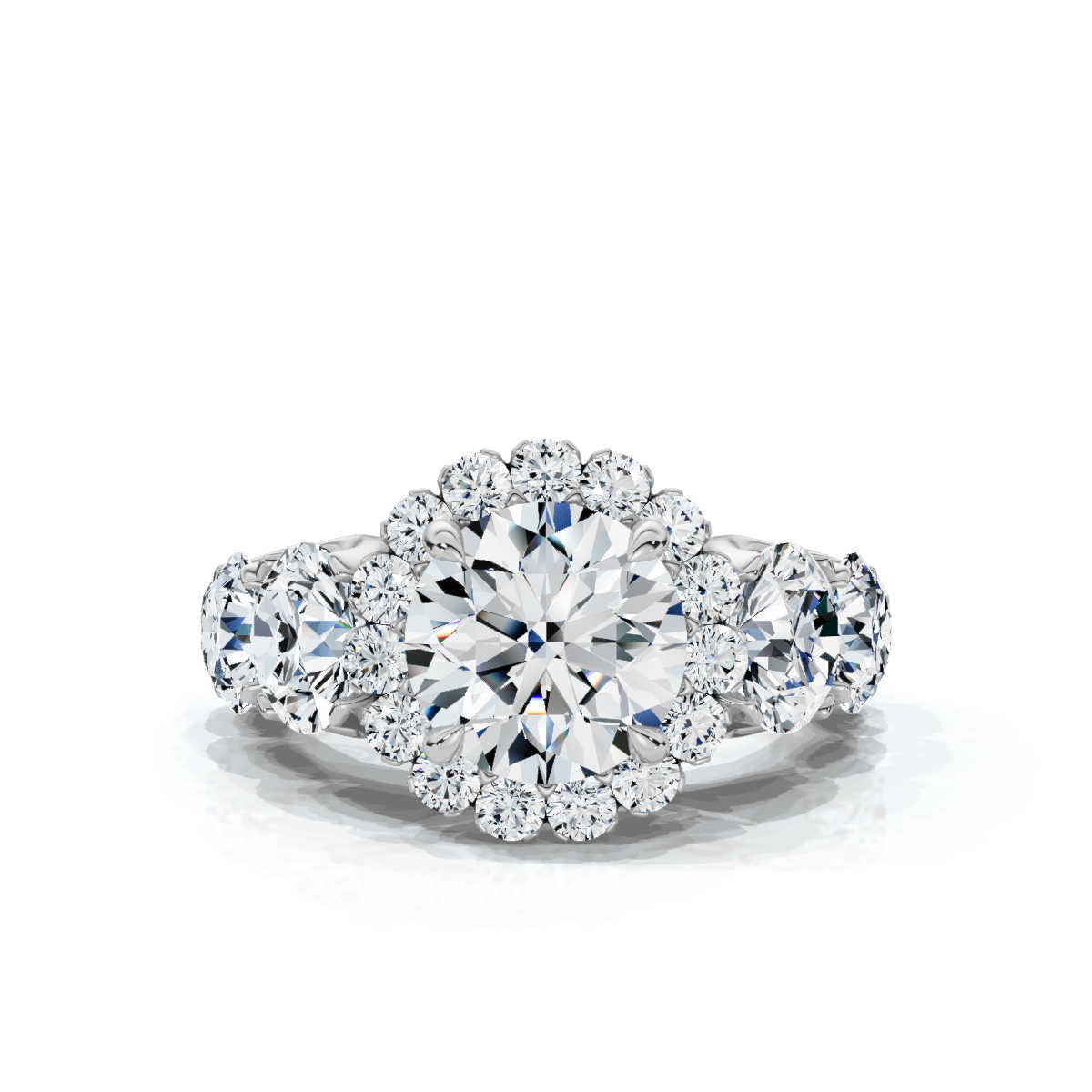 14K White Gold Bouquet Halo Lab Grown Diamond Ring (3 1/2 ct. tw)