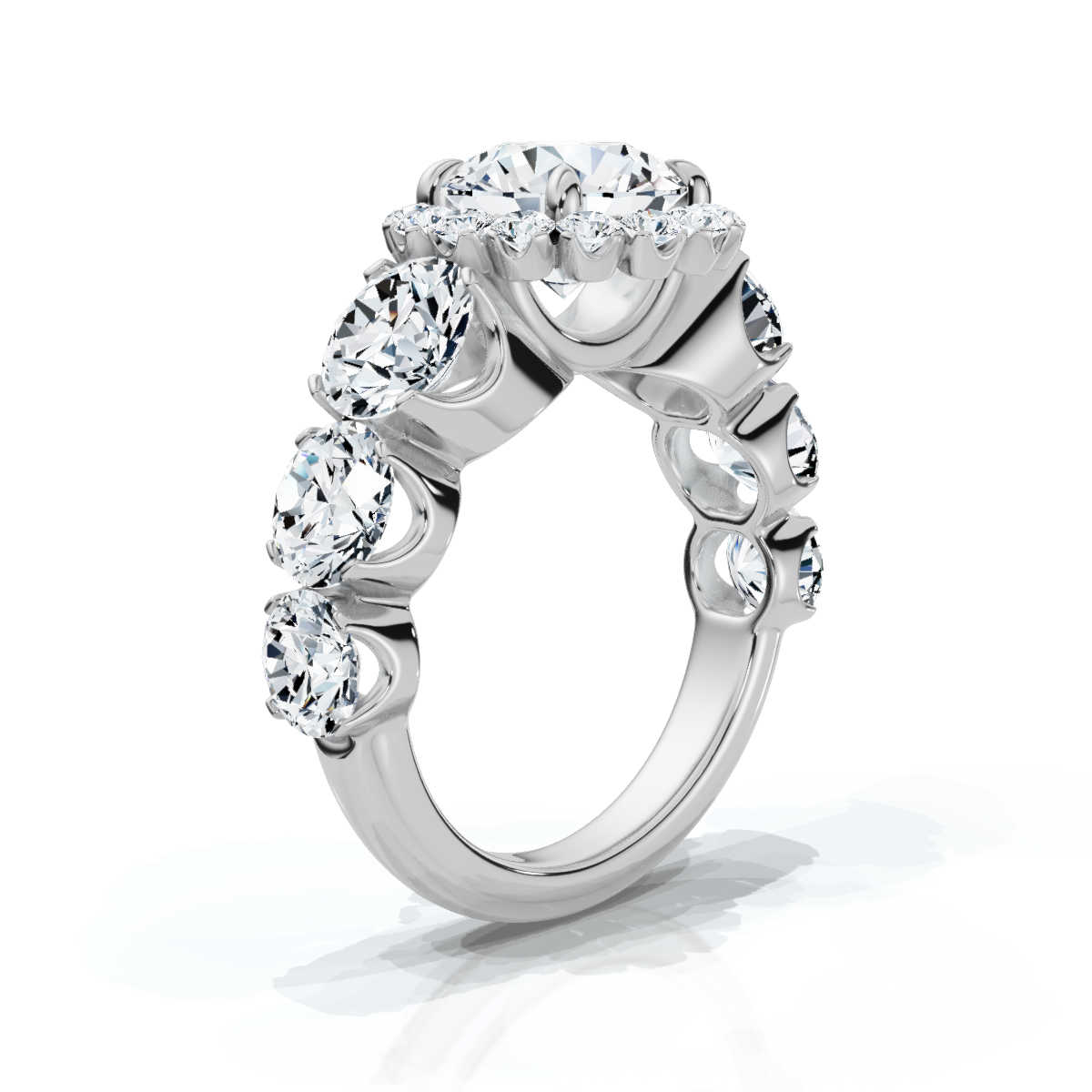 14K White Gold Bouquet Halo Lab Grown Diamond Ring (3 1/2 ct. tw)