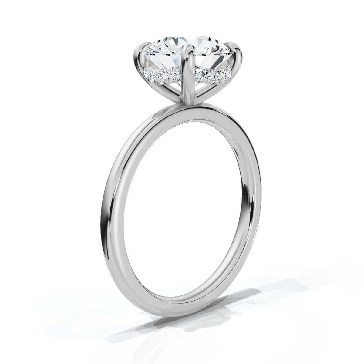 14K White Gold Poppy Hidden Accents Lab Grown Diamond Ring (1/20 ct. tw)